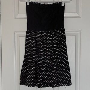 NWOT Pretty Black & White Polka Dot Strapless Dress